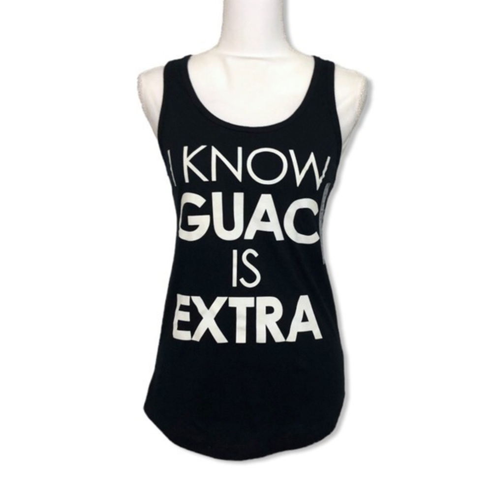 NWOT I Know Guac Is Extra Racerback Black Tank Top Athletic Yoga New Cold Crush
